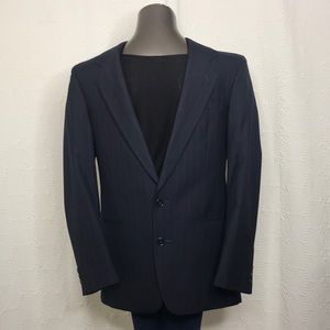 C&R Clothiers Mens Navy Blue Wool Suit Jacket Size 38R